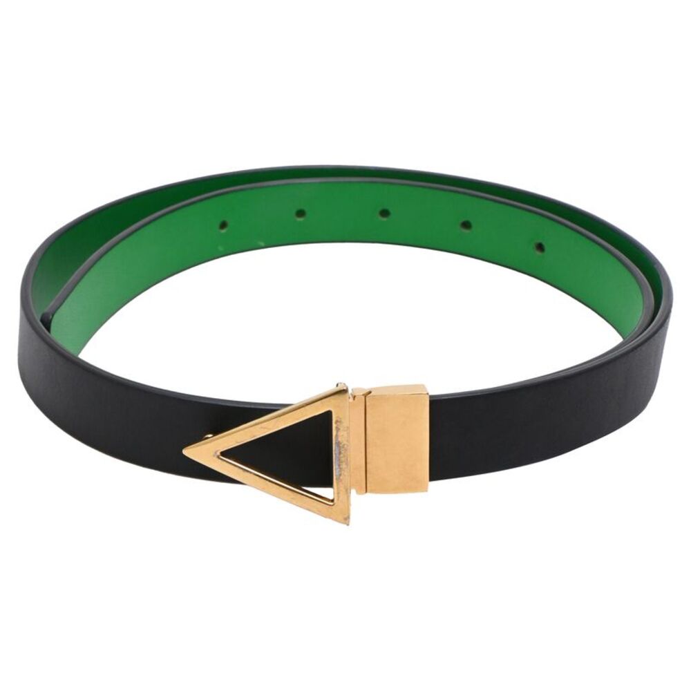 Bottega Veneta Reversible Triangle Buckle Belt in Black Leather